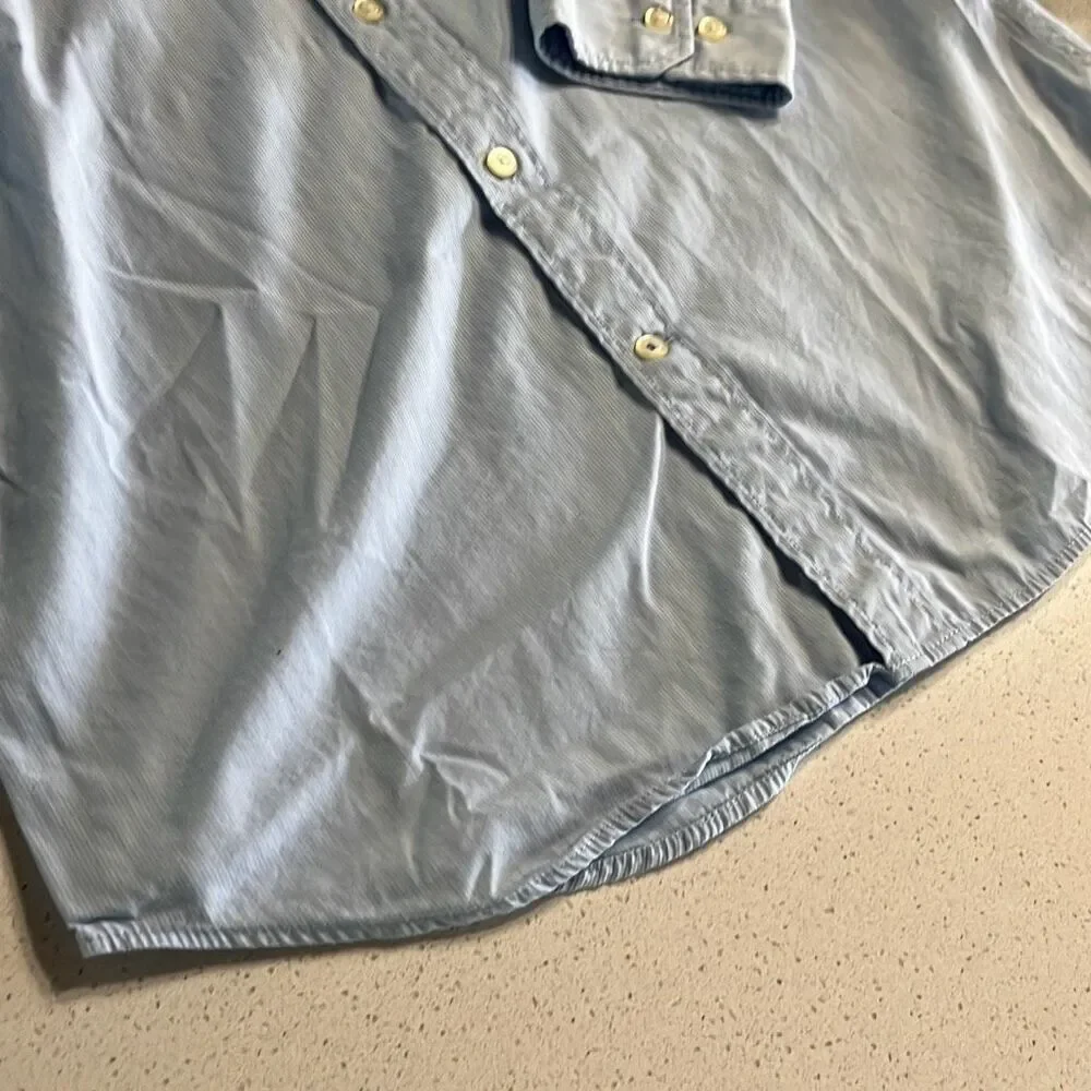 Banana Republic Striped Light Blue Grant Fit Button Down Mens Large
